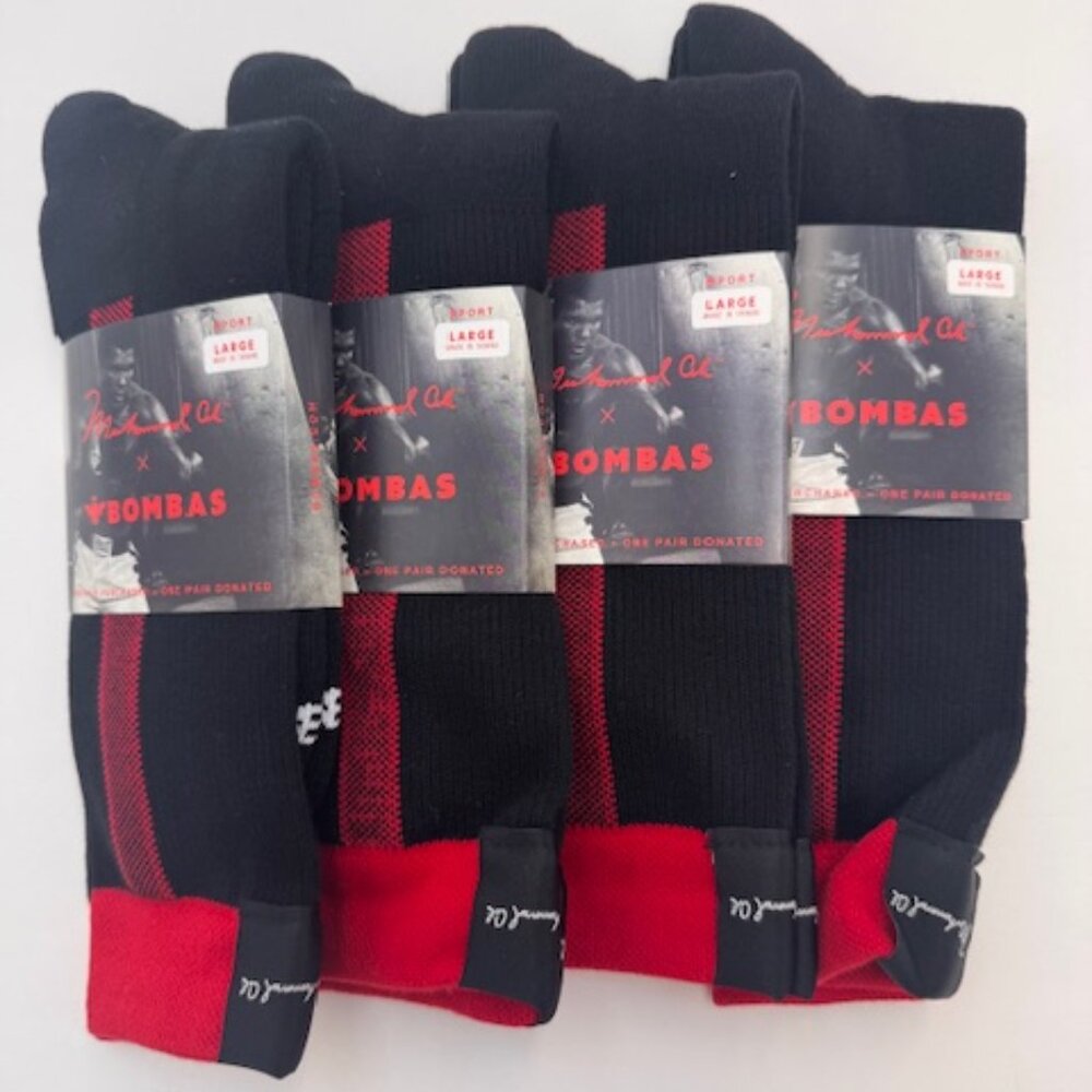 Bombas 4-Pack Mens Muhammad Ali x Championship Calf Socks Size Large